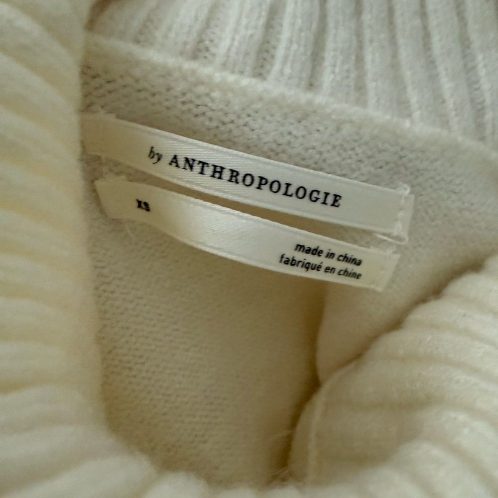 NWT Anthropologie Cream Turtleneck Sweater with Button Detail - Picture 5 of 8